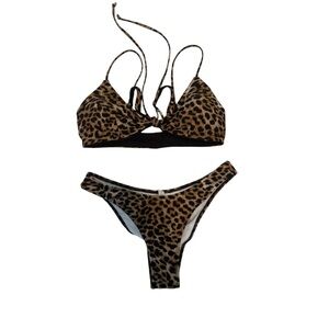 Express Brown Cheetah/Leopard Bikini. Top Size M and Bottom Size S